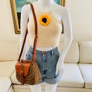 Floral sunflower knitted knit crochet crop top